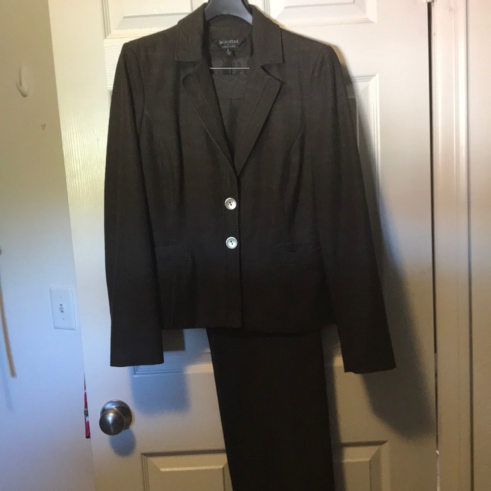 Signature by Larry Levine brown pant suit